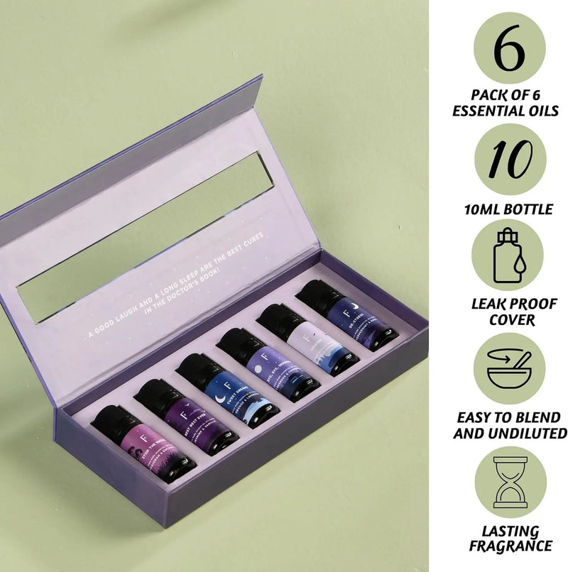 Sleep Essential Oils Set | Pure Essential Oils for Diffusers for Home, Set of 6 Essential Oil Blend or Oil Diffuser Essential Oils - Lavender, Rosemary & Peppermint | Valentines Day Gift - Puck's