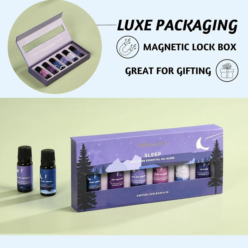 Sleep Essential Oils Set | Pure Essential Oils for Diffusers for Home, Set of 6 Essential Oil Blend or Oil Diffuser Essential Oils - Lavender, Rosemary & Peppermint | Valentines Day Gift - Puck's