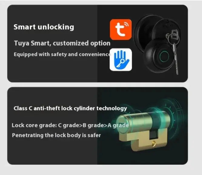 Smart Round Door Lock Ball Lock Household Smart Lock One Hold Open Fingerprint Lock - Puck's