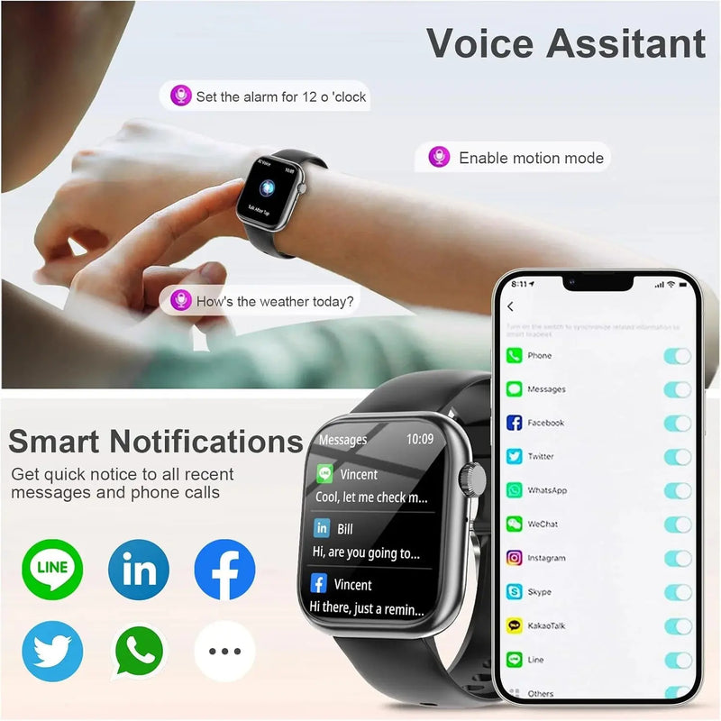 Smart Watch Answer/Make a Call Bluetooth Smart Watch for IOS Android Men'S and Women'S Watch Black - Puck's