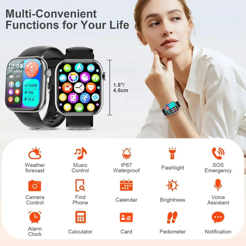 Smart Watch Answer/Make a Call Bluetooth Smart Watch for IOS Android Men'S and Women'S Watch Black - Puck's