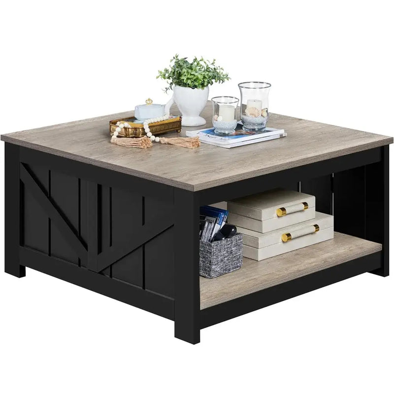 Smile Mart Storage Medium Density Fiberboard Coffee Table, Gray - Puck's