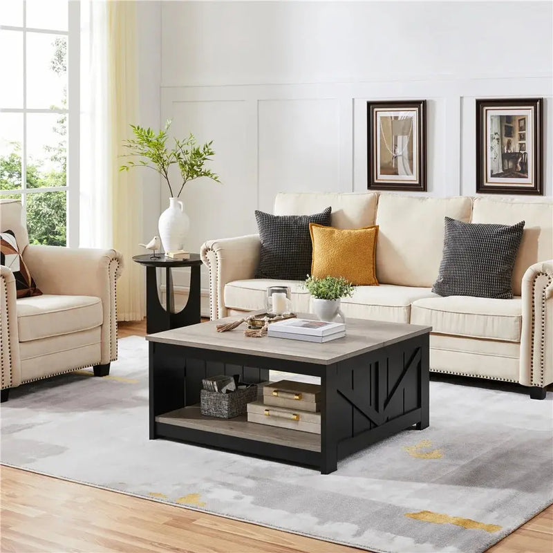 Smile Mart Storage Medium Density Fiberboard Coffee Table, Gray - Puck's