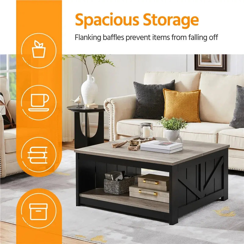 Smile Mart Storage Medium Density Fiberboard Coffee Table, Gray - Puck's