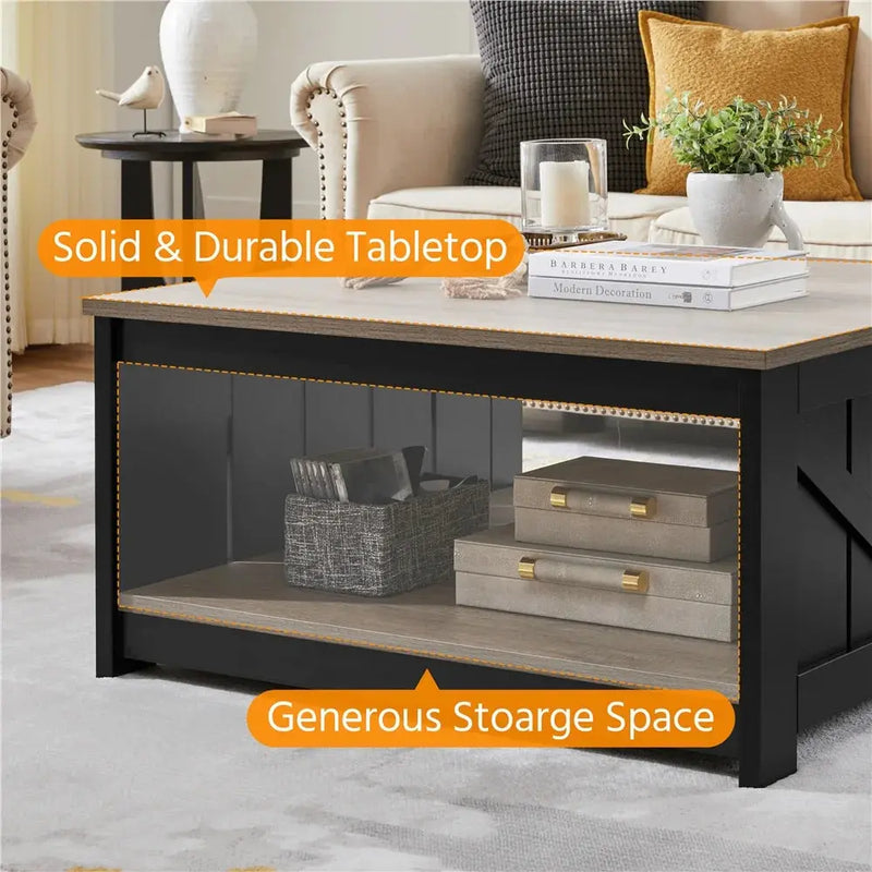 Smile Mart Storage Medium Density Fiberboard Coffee Table, Gray - Puck's