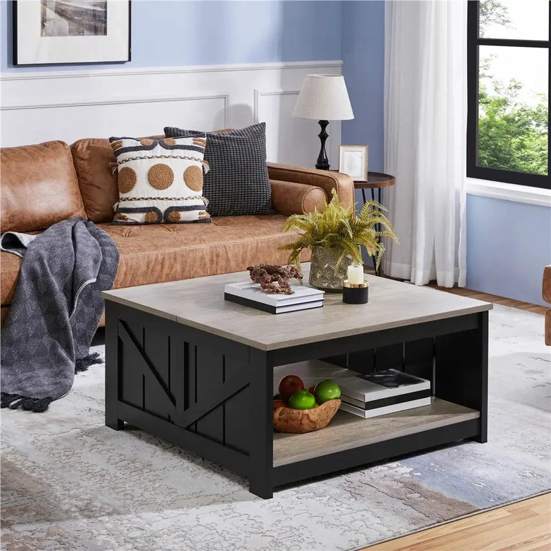 Smile Mart Storage Medium Density Fiberboard Coffee Table, Gray - Puck's