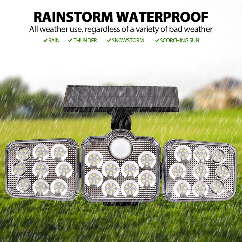 Solar Outdoor Lights 138 LED 3-Head Adjustable 360°Rotating Wide-Angle - Puck's