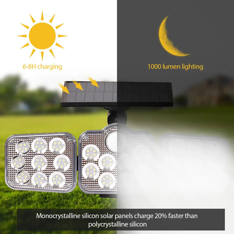 Solar Outdoor Lights 138 LED 3-Head Adjustable 360°Rotating Wide-Angle - Puck's