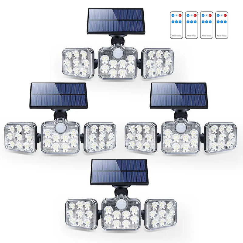 Solar Outdoor Lights 138 LED 3-Head Adjustable 360°Rotating Wide-Angle - Puck's