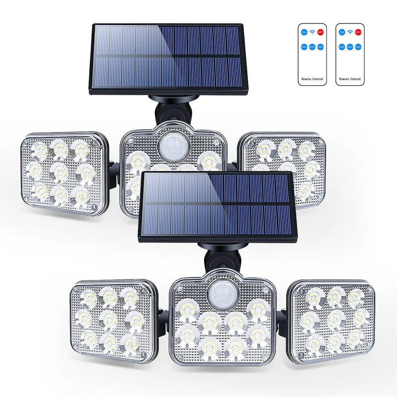 Solar Outdoor Lights 138 LED 3-Head Adjustable 360°Rotating Wide-Angle - Puck's
