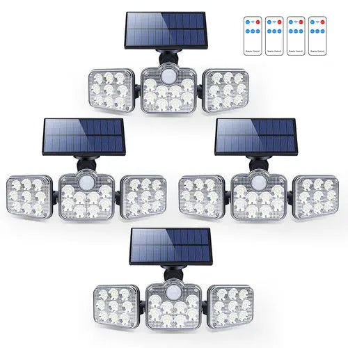 Solar Outdoor Lights 138 LED 3-Head Adjustable 360°Rotating Wide-Angle - Puck's