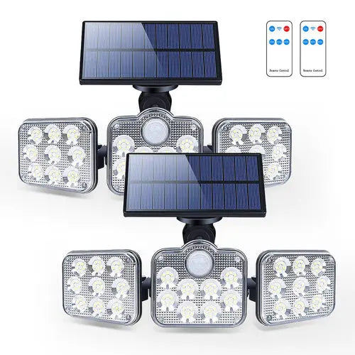 Solar Outdoor Lights 138 LED 3-Head Adjustable 360°Rotating Wide-Angle - Puck's