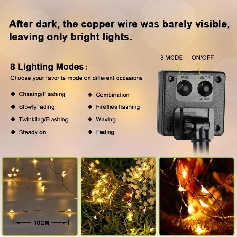 Solar Powered String Lights Indoor Outdoor Waterproof For Gardens Home - Puck's