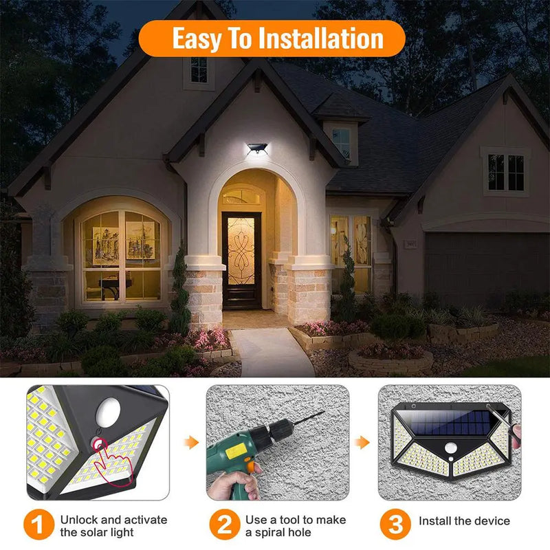 Split Type Solar 100COB Led Induction Wall Light Indoor Outdoor Garden - Puck's