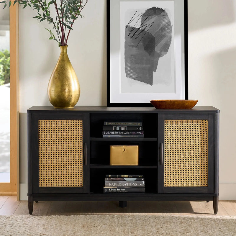 Springwood Cane TV Stand for Tv'S up to 65", Charcoal Finish - Puck's