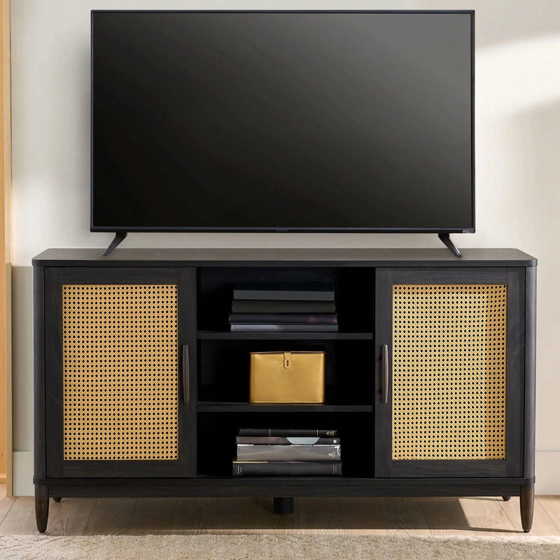 Springwood Cane TV Stand for Tv'S up to 65", Charcoal Finish - Puck's