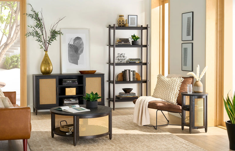 Springwood Cane TV Stand for Tv'S up to 65", Charcoal Finish - Puck's