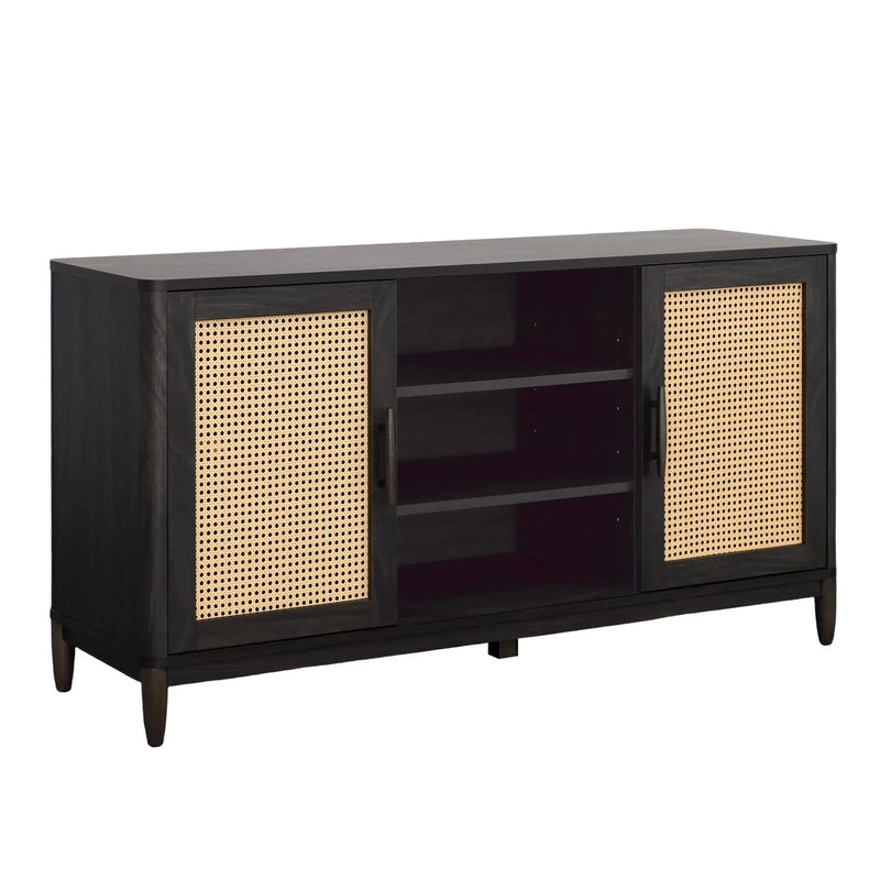 Springwood Cane TV Stand for Tv'S up to 65", Charcoal Finish - Puck's