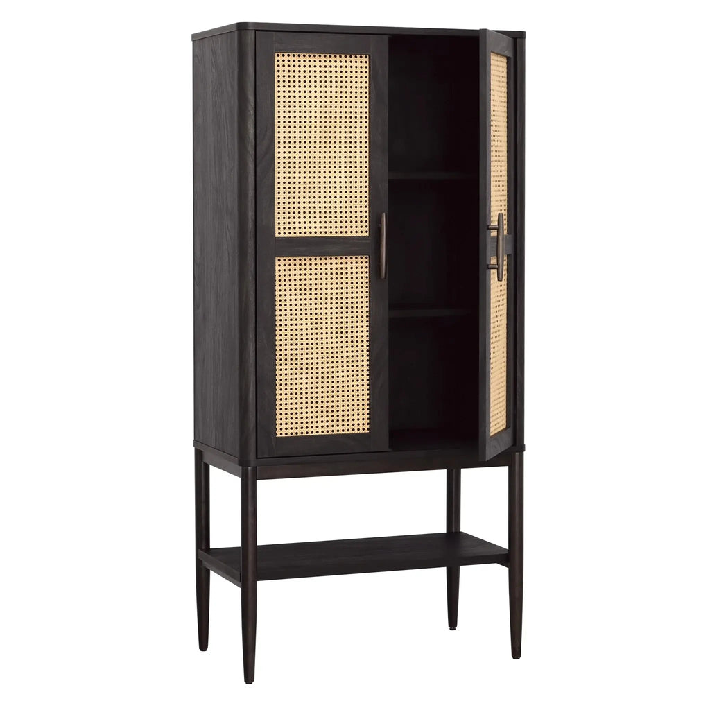 Springwood Caning Storage Cabinet, Charcoal Finish - Puck's