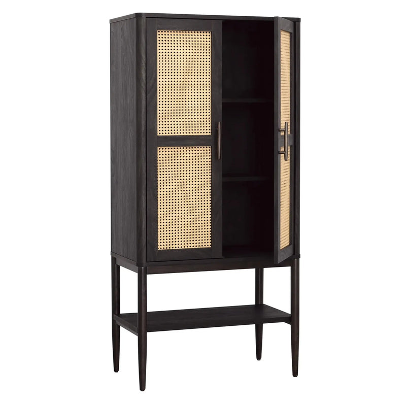 Springwood Caning Storage Cabinet, Charcoal Finish - Puck's