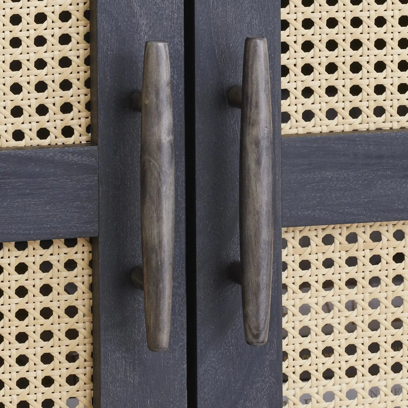 Springwood Caning Storage Cabinet, Charcoal Finish - Puck's