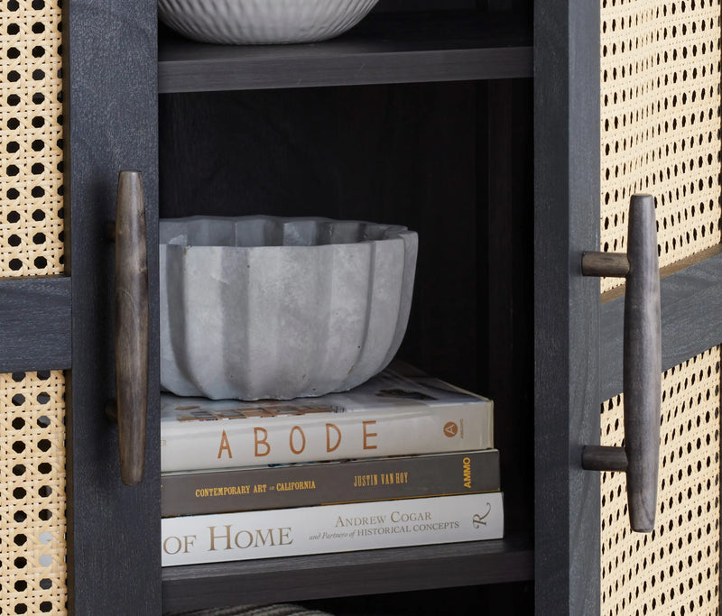 Springwood Caning Storage Cabinet, Charcoal Finish - Puck's
