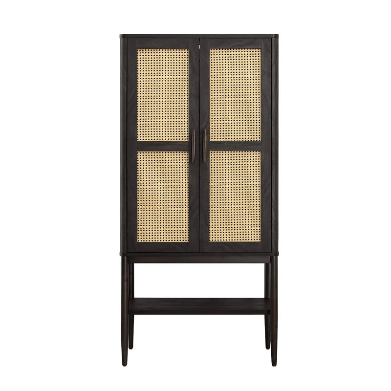 Springwood Caning Storage Cabinet, Charcoal Finish - Puck's