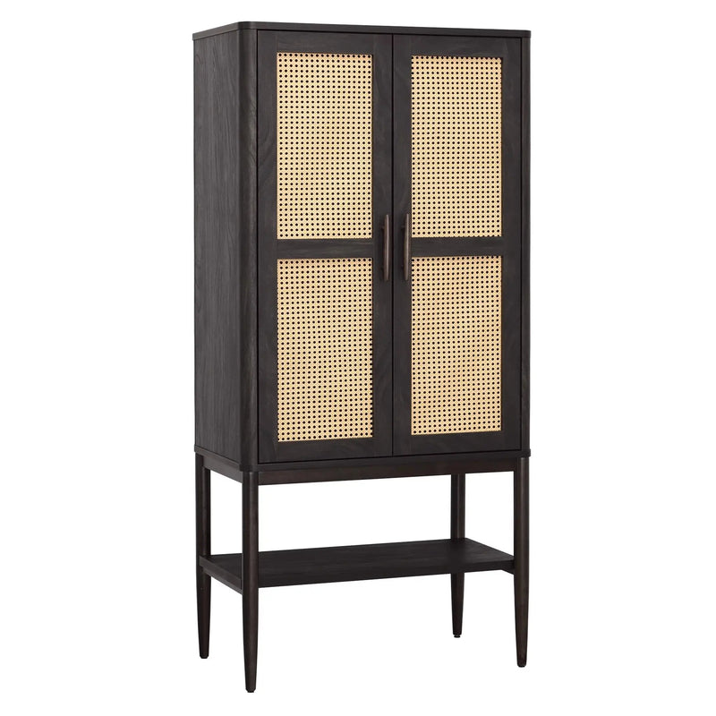 Springwood Caning Storage Cabinet, Charcoal Finish - Puck's