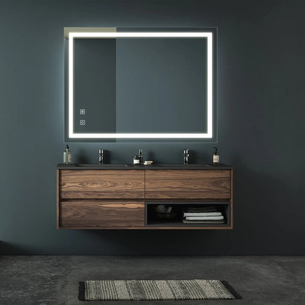 32x24 Inch Bathroom LED Premium Vanity Mirror With Focusing Back Panel, High Lumens, Dimmable Touch, Unavailable Platforms-Welfel - Puck's