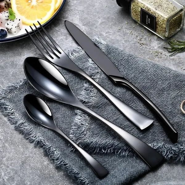 Stainless Steel Black Cutlery Set - Puck's