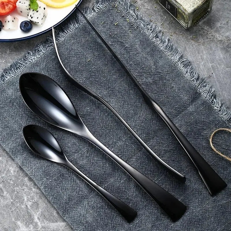Stainless Steel Black Cutlery Set - Puck's