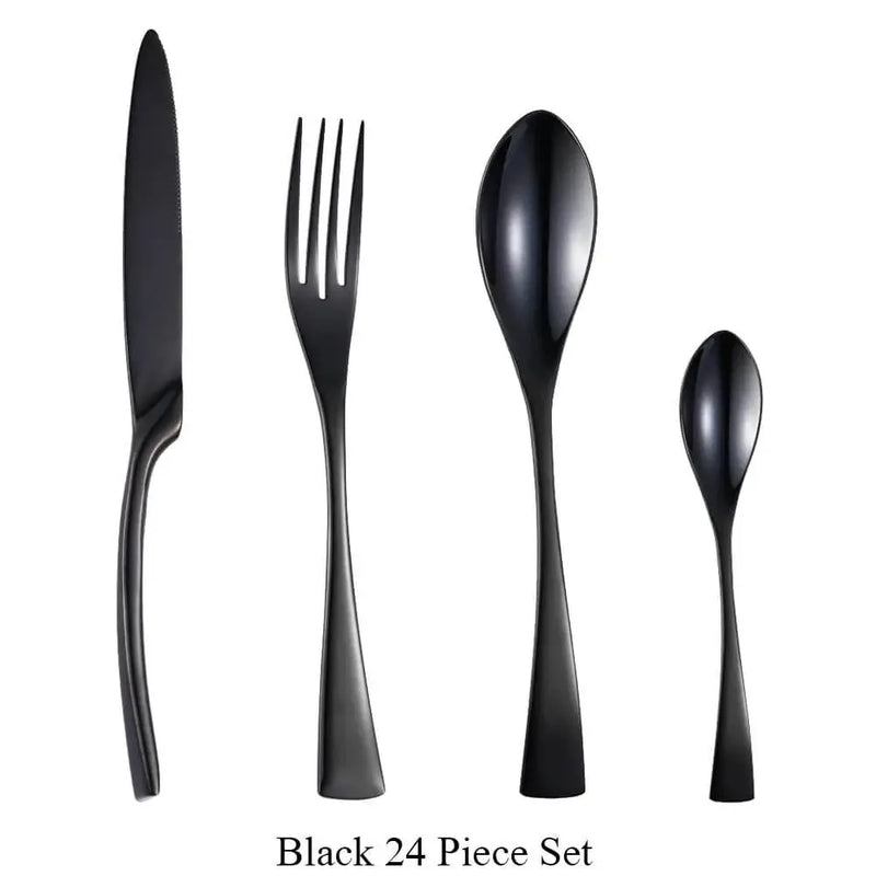 Stainless Steel Black Cutlery Set - Puck's