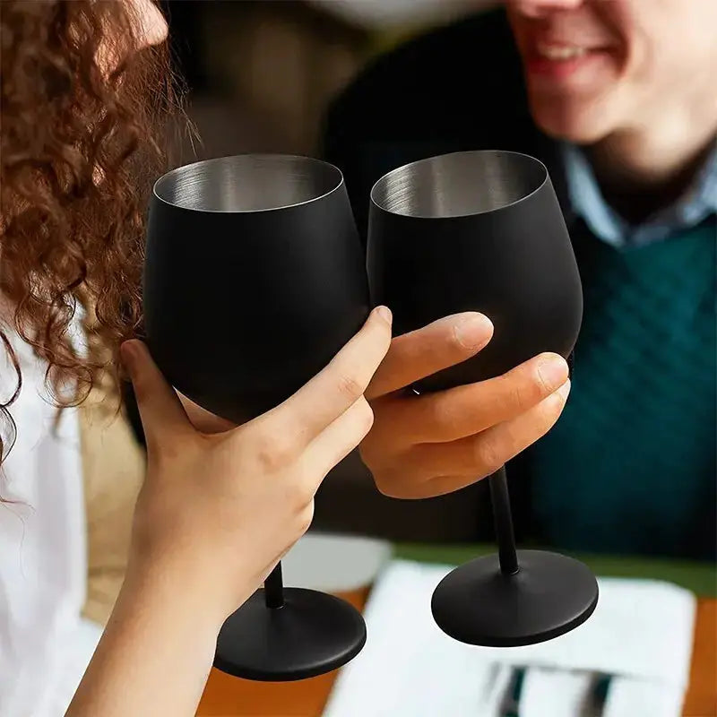 Roestvrijstalen wijnglazen met zwarte coating - Puck's