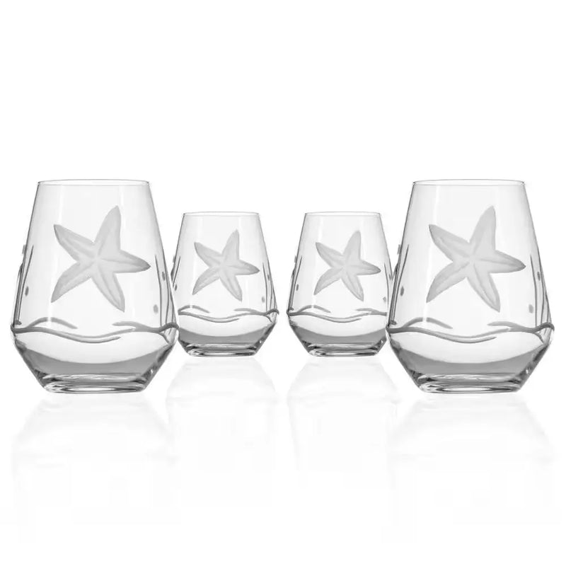 Starfish 18 Oz. Stemless Wine Tumbler Glasses - Set of 4 - Puck's