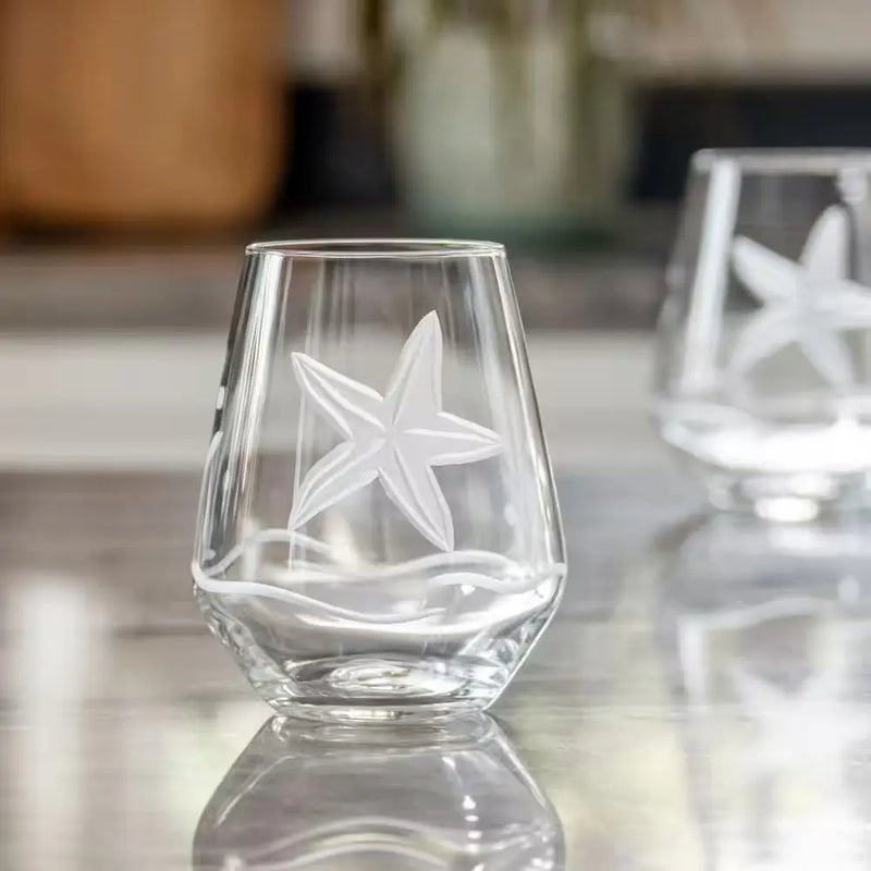 Starfish 18 Oz. Stemless Wine Tumbler Glasses - Set of 4 - Puck's