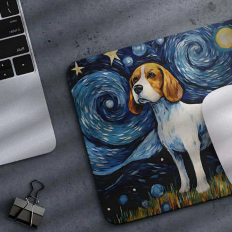 Starry Night Dog Beagle Non-Slip Computer Mousepad - Puck's