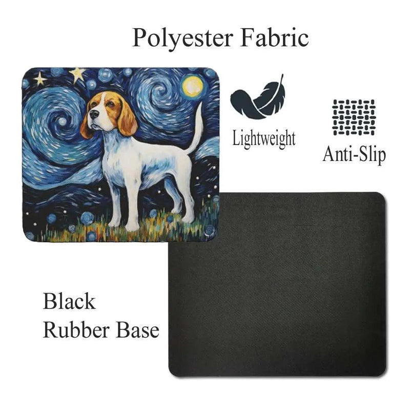 Starry Night Dog Beagle Non-Slip Computer Mousepad - Puck's