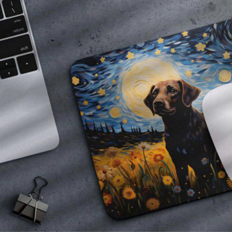 Starry Night Dog Labrador Non-Slip Computer Mousepad - Puck's