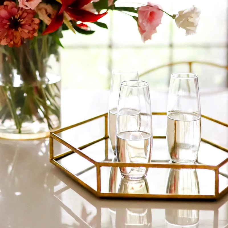 Stemless Flute Glasses, 9.6-Ounce, Set of 6 - Puck's