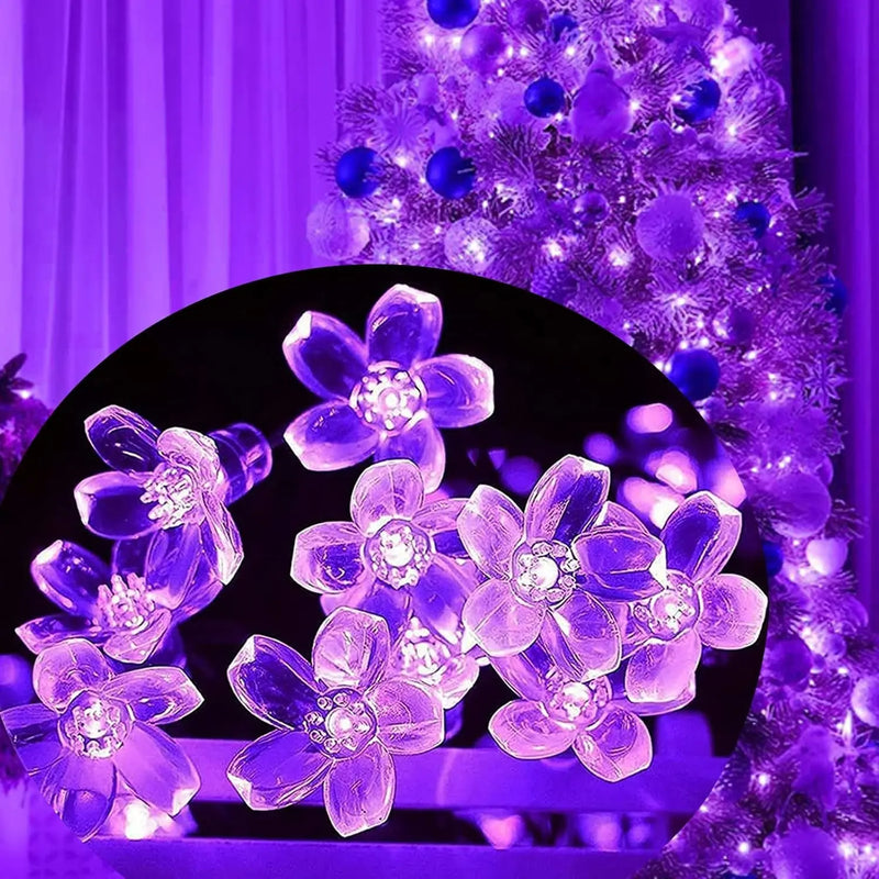 String Lights, Purple Lights Valentines Day Decorations Flower String Lights 33 Feet 100LED 8 Modes Wedding Party Indoor Outdoor Flower Lights Bedroom Birthday Room Decor (Purple) - Puck's