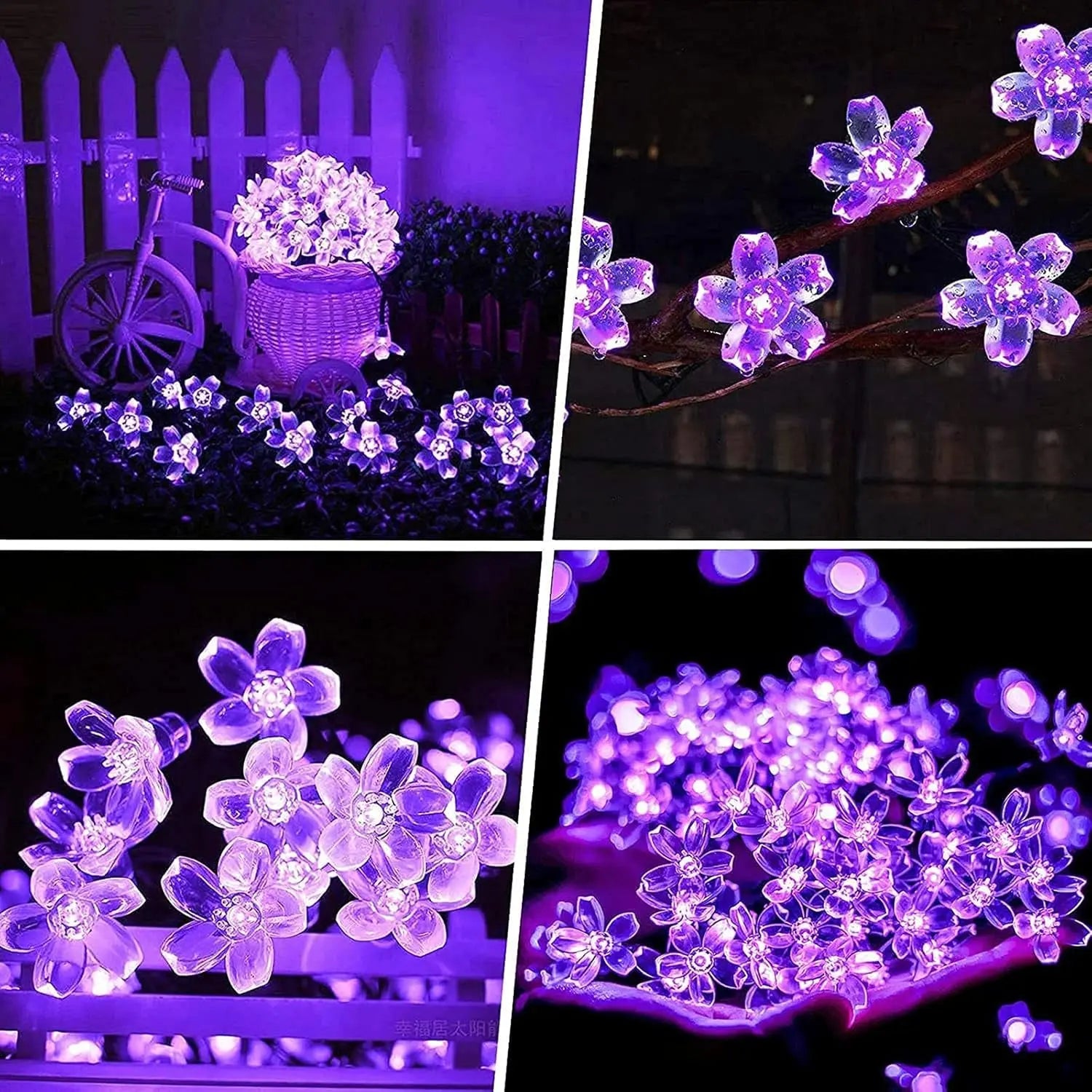 String Lights, Purple Lights Valentines Day Decorations Flower String Lights 33 Feet 100LED 8 Modes Wedding Party Indoor Outdoor Flower Lights Bedroom Birthday Room Decor (Purple) - Puck's
