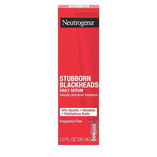 Stubborn Blackheads Daily Acne Facial Serum with Salicylic, Glycolic, Polyhydroxy & Mandelic Acids, Oil-Free Face Serum for Acne-Prone Skin to Help Clear Clogged Pores, 1 Fl. Oz - Puck's