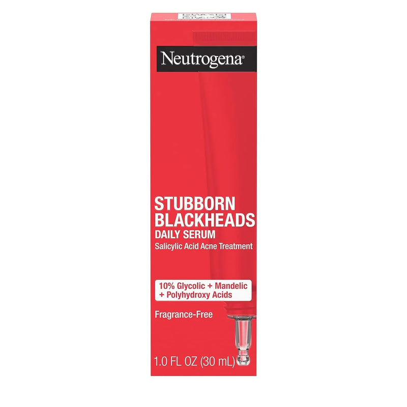 Stubborn Blackheads Daily Acne Facial Serum with Salicylic, Glycolic, Polyhydroxy & Mandelic Acids, Oil-Free Face Serum for Acne-Prone Skin to Help Clear Clogged Pores, 1 Fl. Oz - Puck's