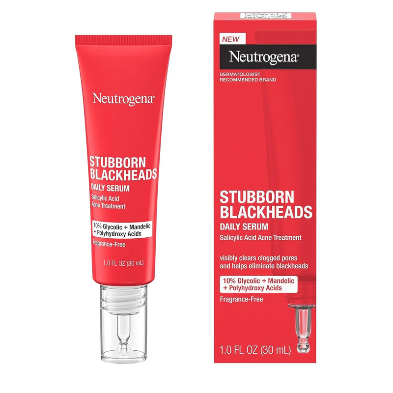 Stubborn Blackheads Daily Acne Facial Serum with Salicylic, Glycolic, Polyhydroxy & Mandelic Acids, Oil-Free Face Serum for Acne-Prone Skin to Help Clear Clogged Pores, 1 Fl. Oz - Puck's