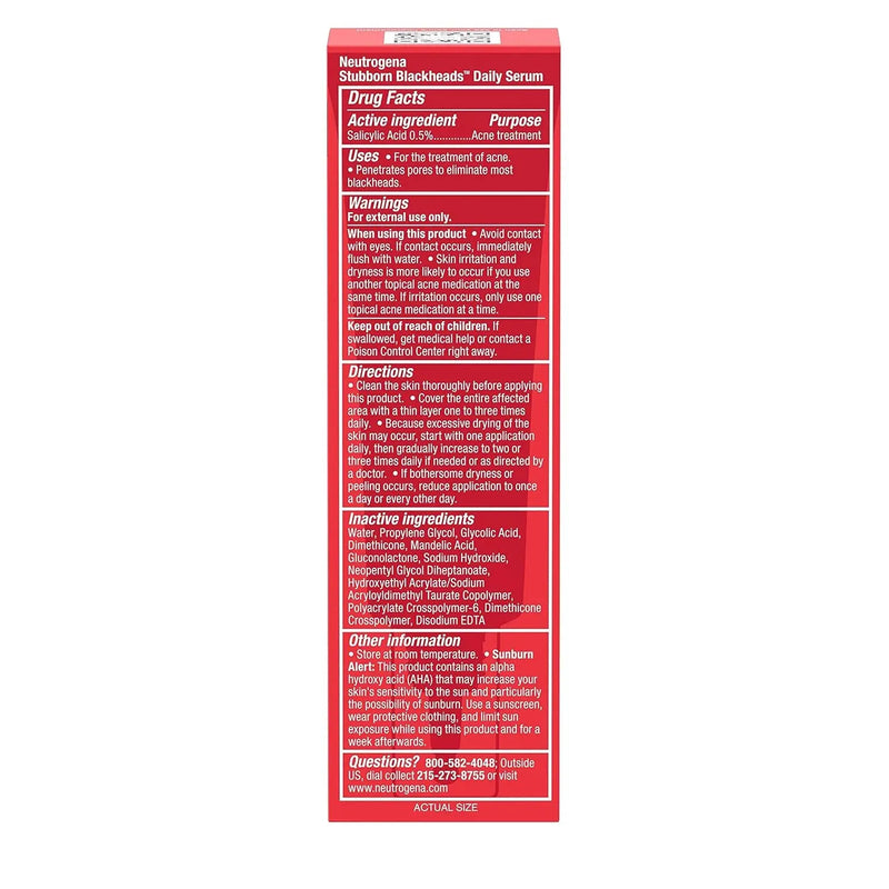 Stubborn Blackheads Daily Acne Facial Serum with Salicylic, Glycolic, Polyhydroxy & Mandelic Acids, Oil-Free Face Serum for Acne-Prone Skin to Help Clear Clogged Pores, 1 Fl. Oz - Puck's