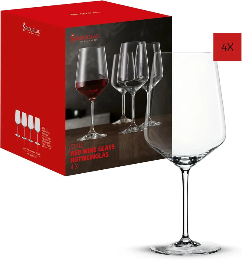 Style Red Wine Glasses, Set of 4, European-Made Lead-Free Crystal, Classic Stemmed, Dishwasher Safe, Professional Quality Red Wine Glass Gift Set, 22.2 Oz - Puck's