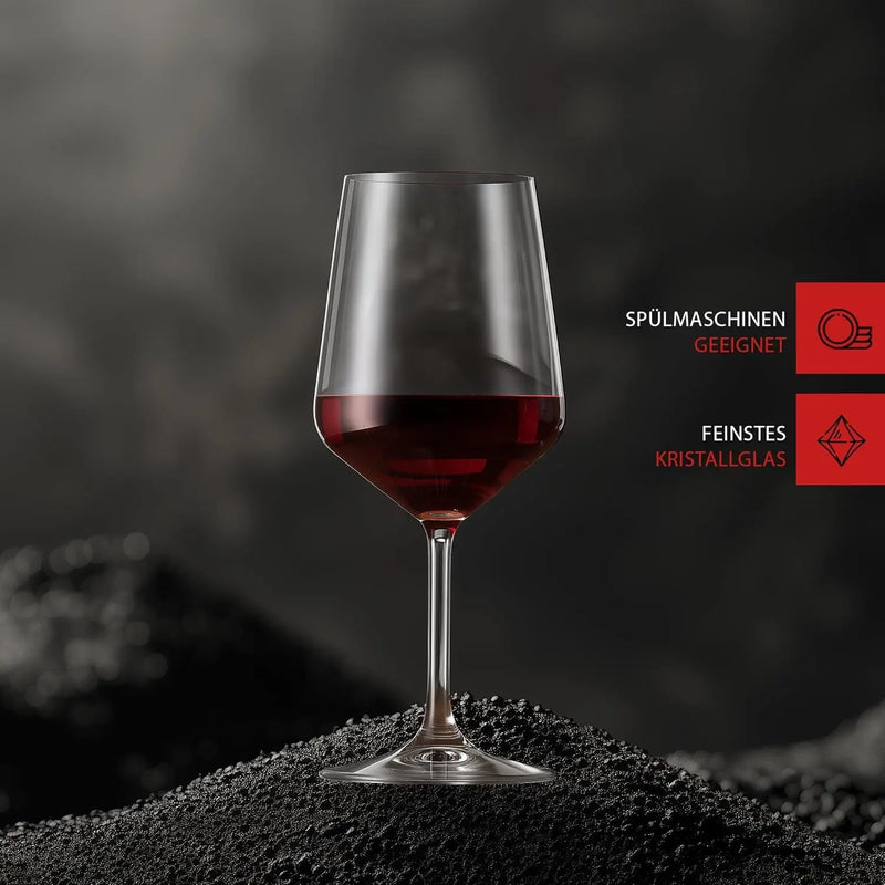 Style Red Wine Glasses, Set of 4, European-Made Lead-Free Crystal, Classic Stemmed, Dishwasher Safe, Professional Quality Red Wine Glass Gift Set, 22.2 Oz - Puck's