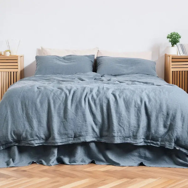 Teal Blue - 100% Pure Linen | Linen Cotton Mix | 3 Piece Duvet Cover - Puck's