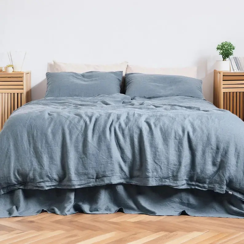 Teal Blue - 100% Pure Linen | Linen Cotton Mix | 3 Piece Duvet Cover - Puck's
