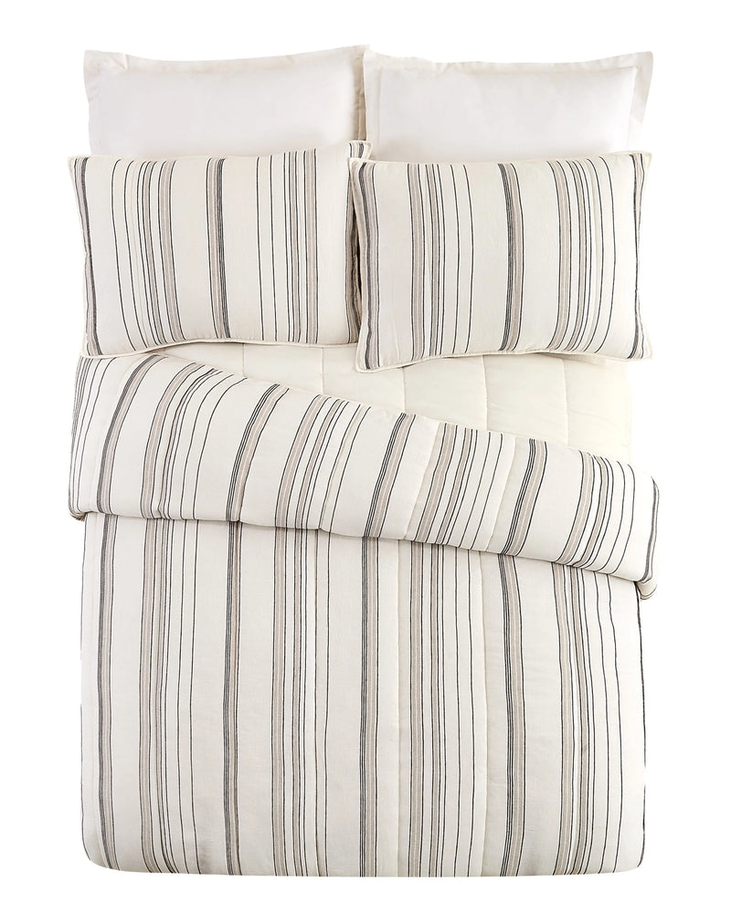 Ticking Stripe Cotton Quilt, King - Puck's